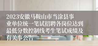 2023安徽马鞍山市当涂县事业单位统一笔试招聘各岗位达到最低分数控制线考生笔试成绩及有关事公告