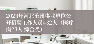 2023年河北沧州事业单位公开招聘工作人员432人（医疗岗23人 综合类）