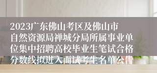 2023广东佛山考区及佛山市自然资源局禅城分局所属事业单位集中招聘高校毕业生笔试合格分数线拟进入面试考生名单公告