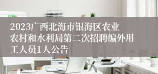 2023广西北海市银海区农业农村和水利局第二次招聘编外用工人员1人公告