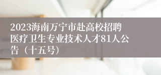 2023海南万宁市赴高校招聘医疗卫生专业技术人才81人公告（十五号）