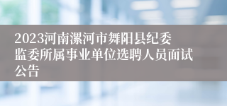 2023河南漯河市舞阳县纪委监委所属事业单位选聘人员面试公告