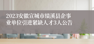 2023安徽宣城市绩溪县企事业单位引进紧缺人才3人公告