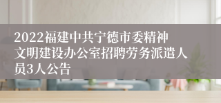 2022福建中共宁德市委精神文明建设办公室招聘劳务派遣人员3人公告