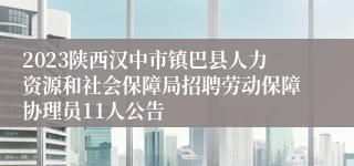 2023陕西汉中市镇巴县人力资源和社会保障局招聘劳动保障协理员11人公告