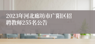 2023年河北廊坊市广阳区招聘教师255名公告