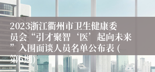 2023浙江衢州市卫生健康委员会“引才聚智‘医’起向未来”入围面谈人员名单公布表 (第6期)