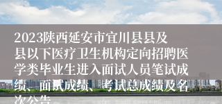 2023陕西延安市宜川县县及县以下医疗卫生机构定向招聘医学类毕业生进入面试人员笔试成绩、面试成绩、考试总成绩及名次公告