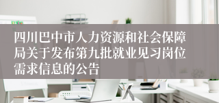 四川巴中市人力资源和社会保障局关于发布第九批就业见习岗位需求信息的公告