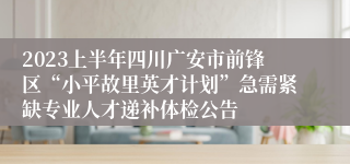 2023上半年四川广安市前锋区“小平故里英才计划”急需紧缺专业人才递补体检公告