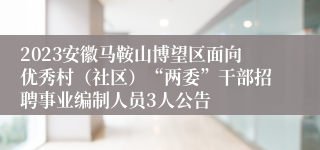 2023安徽马鞍山博望区面向优秀村（社区）“两委”干部招聘事业编制人员3人公告