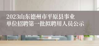 2023山东德州市平原县事业单位招聘第一批拟聘用人员公示