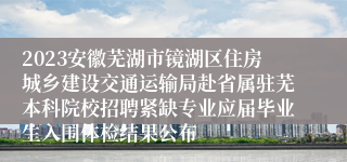 2023安徽芜湖市镜湖区住房城乡建设交通运输局赴省属驻芜本科院校招聘紧缺专业应届毕业生入围体检结果公布