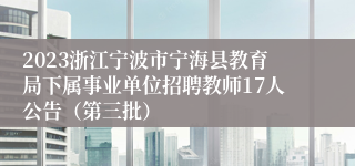 2023浙江宁波市宁海县教育局下属事业单位招聘教师17人公告（第三批）