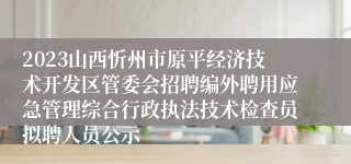 2023山西忻州市原平经济技术开发区管委会招聘编外聘用应急管理综合行政执法技术检查员拟聘人员公示