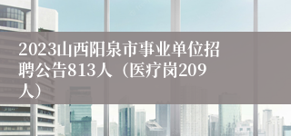 2023山西阳泉市事业单位招聘公告813人（医疗岗209人）