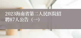 2023海南省第二人民医院招聘87人公告（一）