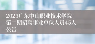 2023广东中山职业技术学院第二期招聘事业单位人员45人公告