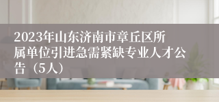 2023年山东济南市章丘区所属单位引进急需紧缺专业人才公告（5人）