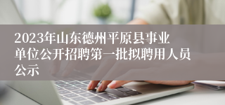 2023年山东德州平原县事业单位公开招聘第一批拟聘用人员公示