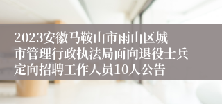 2023安徽马鞍山市雨山区城市管理行政执法局面向退役士兵定向招聘工作人员10人公告