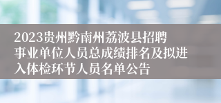 2023贵州黔南州荔波县招聘事业单位人员总成绩排名及拟进入体检环节人员名单公告