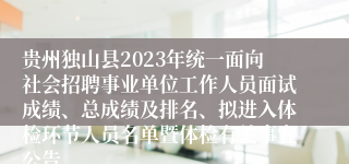 贵州独山县2023年统一面向社会招聘事业单位工作人员面试成绩、总成绩及排名、拟进入体检环节人员名单暨体检有关事宜公告