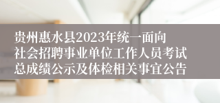 贵州惠水县2023年统一面向社会招聘事业单位工作人员考试总成绩公示及体检相关事宜公告