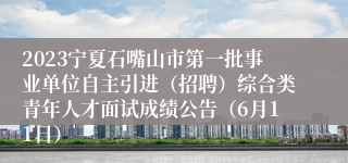2023宁夏石嘴山市第一批事业单位自主引进（招聘）综合类青年人才面试成绩公告（6月11日）