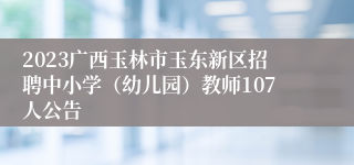 2023广西玉林市玉东新区招聘中小学（幼儿园）教师107人公告