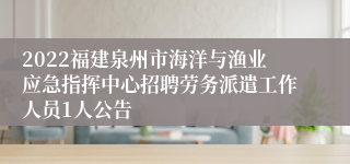 2022福建泉州市海洋与渔业应急指挥中心招聘劳务派遣工作人员1人公告