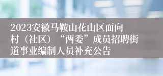 2023安徽马鞍山花山区面向村（社区）“两委”成员招聘街道事业编制人员补充公告