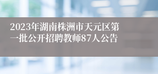 2023年湖南株洲市天元区第一批公开招聘教师87人公告