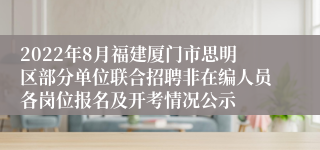 2022年8月福建厦门市思明区部分单位联合招聘非在编人员各岗位报名及开考情况公示
