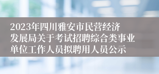 2023年四川雅安市民营经济发展局关于考试招聘综合类事业单位工作人员拟聘用人员公示