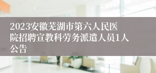 2023安徽芜湖市第六人民医院招聘宣教科劳务派遣人员1人公告