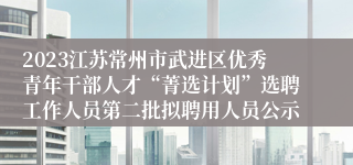 2023江苏常州市武进区优秀青年干部人才“菁选计划”选聘工作人员第二批拟聘用人员公示