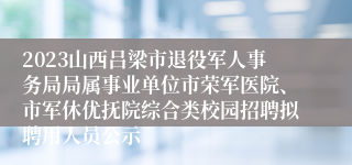 2023山西吕梁市退役军人事务局局属事业单位市荣军医院、市军休优抚院综合类校园招聘拟聘用人员公示