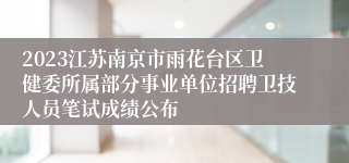 2023江苏南京市雨花台区卫健委所属部分事业单位招聘卫技人员笔试成绩公布