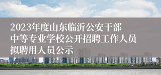 2023年度山东临沂公安干部中等专业学校公开招聘工作人员拟聘用人员公示