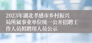 2023年湖北孝感市乡村振兴局所属事业单位统一公开招聘工作人员拟聘用人员公示