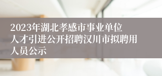 2023年湖北孝感市事业单位人才引进公开招聘汉川市拟聘用人员公示 