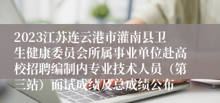 2023江苏连云港市灌南县卫生健康委员会所属事业单位赴高校招聘编制内专业技术人员（第三站）面试成绩及总成绩公布