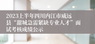 2023上半年四川内江市威远县“甜城急需紧缺专业人才”面试考核成绩公示