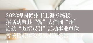 2023海南儋州市上海专场校招活动暨共“儋”大任同“州”启航“双招双引”活动事业单位考核招聘体检考察相关公告（四）