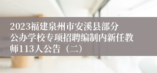 2023福建泉州市安溪县部分公办学校专项招聘编制内新任教师113人公告（二）