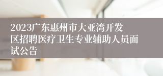 2023广东惠州市大亚湾开发区招聘医疗卫生专业辅助人员面试公告