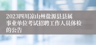 2023四川凉山州盐源县县属事业单位考试招聘工作人员体检的公告