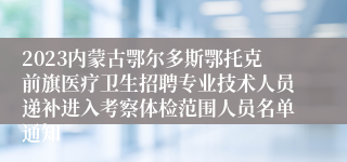 2023内蒙古鄂尔多斯鄂托克前旗医疗卫生招聘专业技术人员递补进入考察体检范围人员名单通知