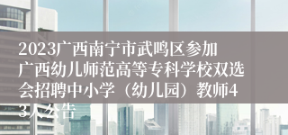 2023广西南宁市武鸣区参加广西幼儿师范高等专科学校双选会招聘中小学（幼儿园）教师43人公告